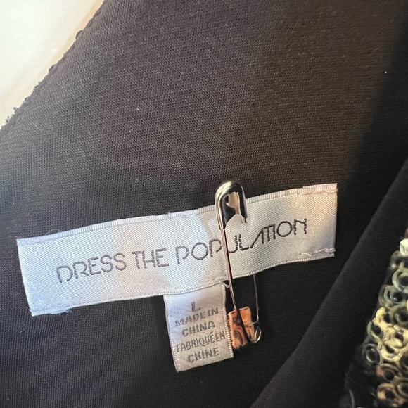 Dress the population Zoe sequin mini dress “The Talk” velvet sequin black large - Picture 10 of 11